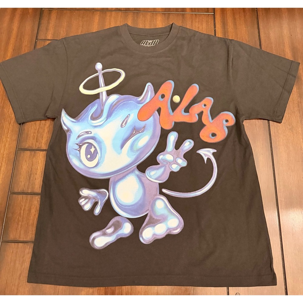 NWOT A-Lab Expand Your Mind Graphic Tee Mens XL Black Chrome Character Y2K Skate